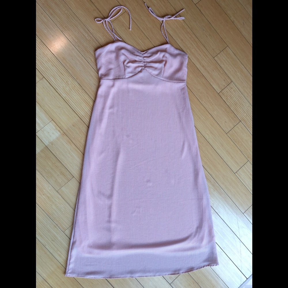 Blush Pink Striped Dress - Urban Outfitters